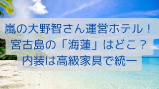 嵐の大野智さん運営ホテル！宮古島の「海蓮」はどこ？内装は高級家具で統一