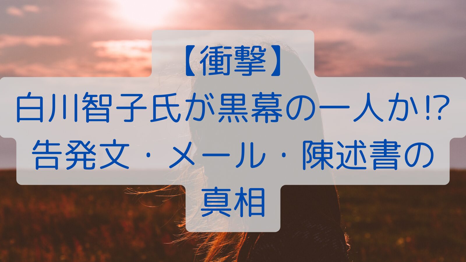 【衝撃】白川智子氏が黒幕の一人か⁉告発文・メール・陳述書の真相