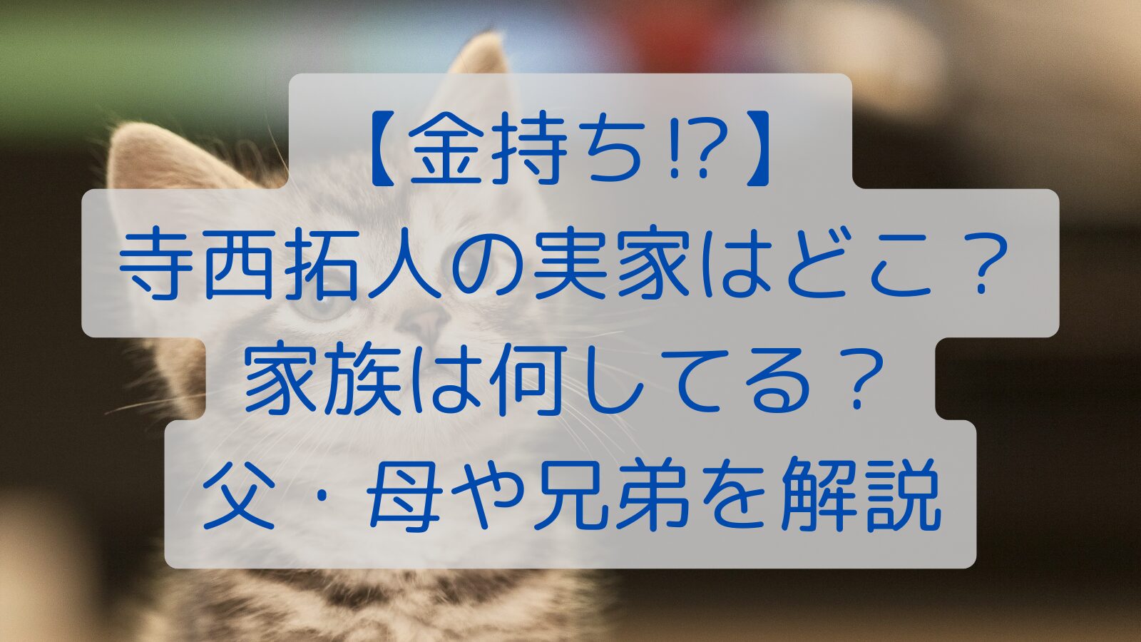 【金持ち⁉】寺西拓人の実家はどこ？家族は何してる？父・母や兄弟を解説