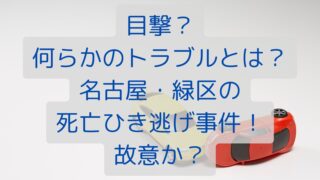 目撃？何らかのトラブルとは？名古屋・緑区の死亡ひき逃げ事件！故意か？